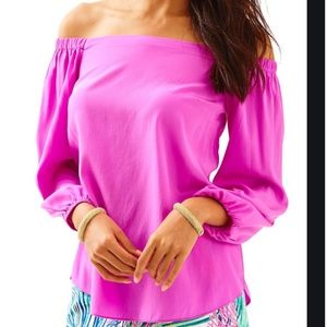 Lilly Pulitzer Adira silk off the shoulder top